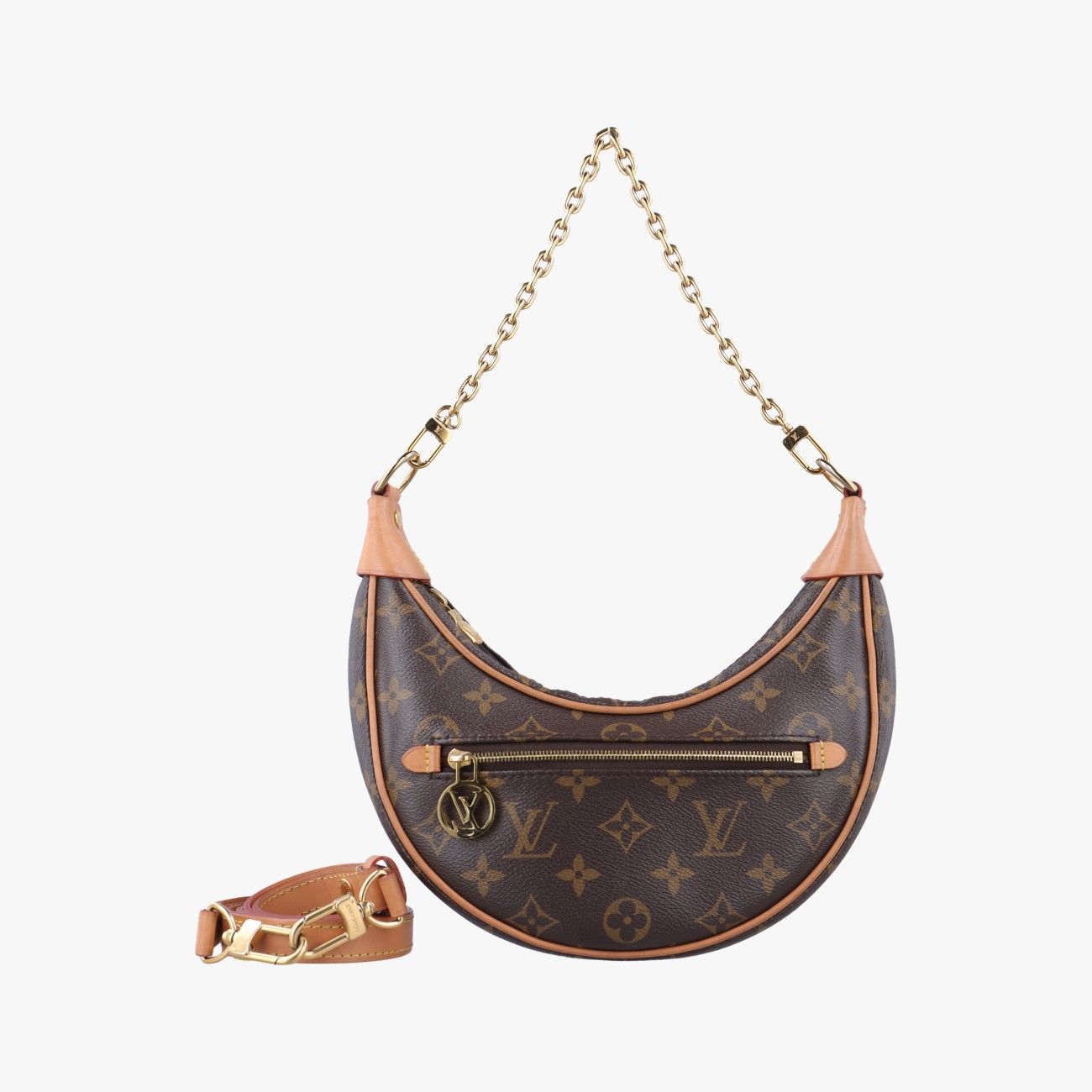 ルイヴィトンLouis Vuittonループ モノグラム ブラウン系×ベージュ モノグラムキャンバス M81098 ICチップ