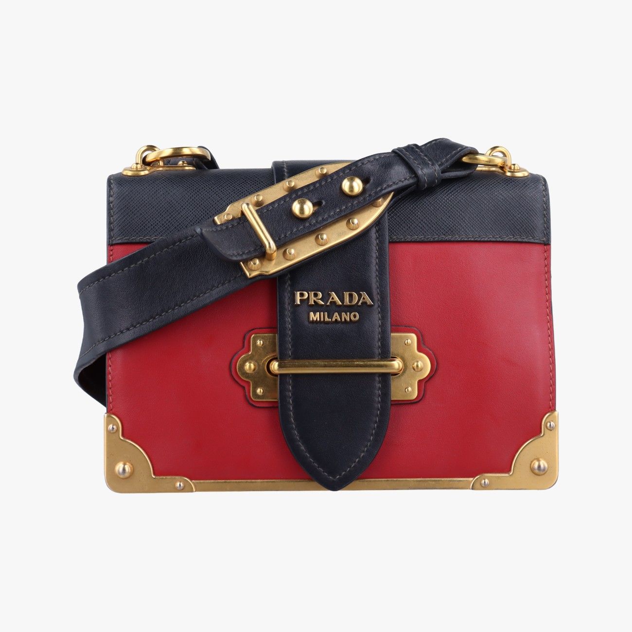 プラダPradaカイエ レッド×ブラック レザー 1 BD 045 25
