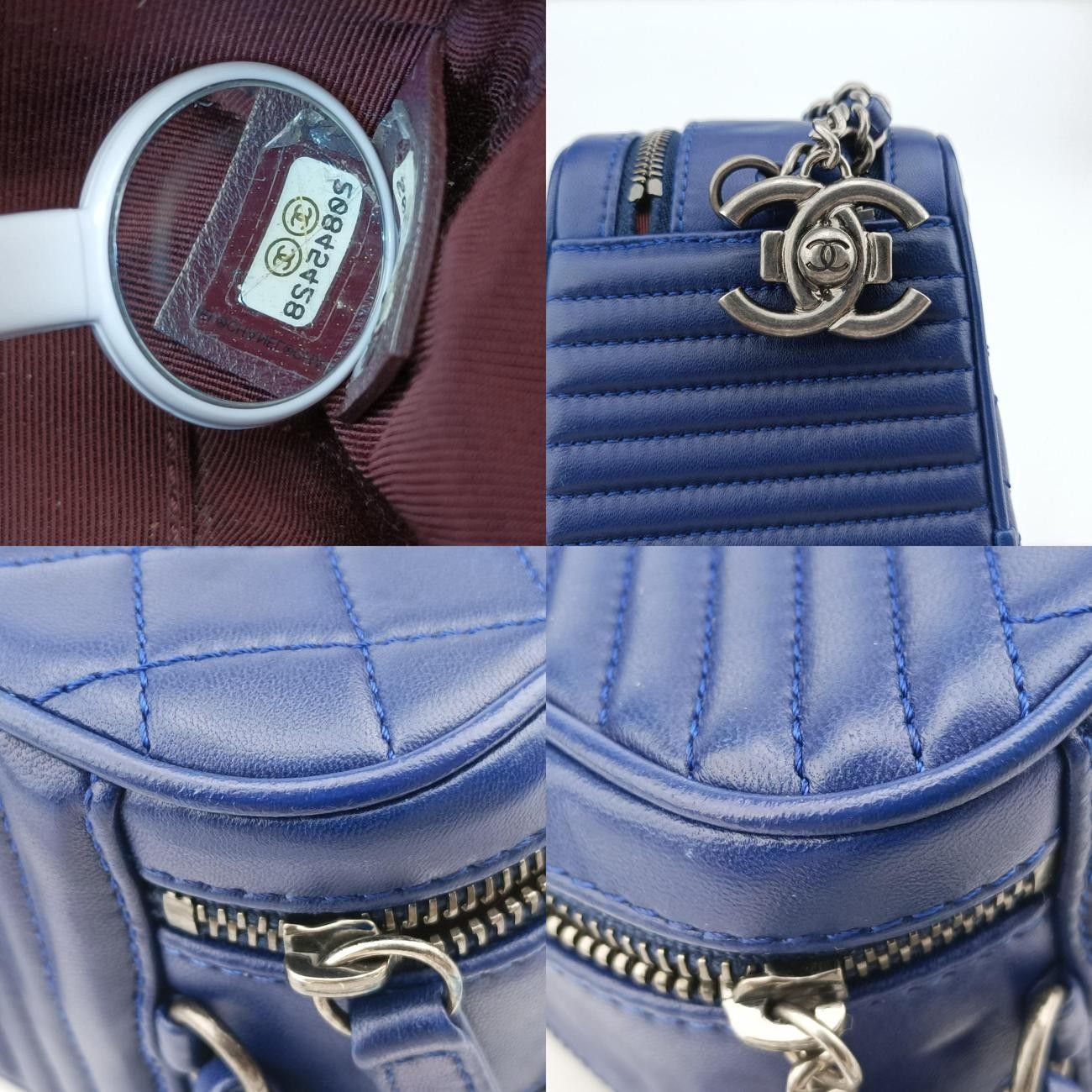  シャネルChanelココボーイ カメラケース ブルー レザー A 92655 メッセンジャーバッグ ショルダーバッグ