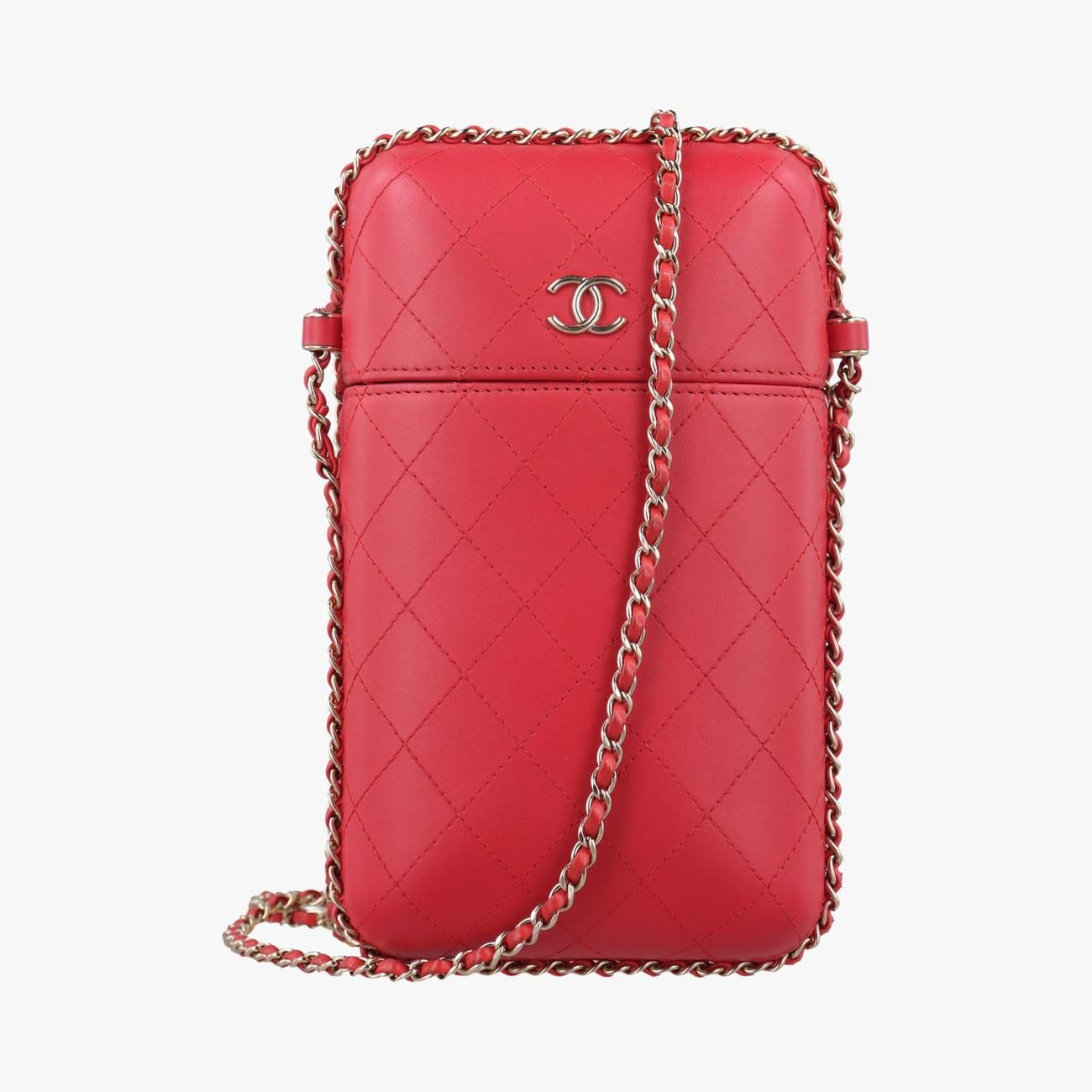 シャネルChanelシャネル CC フォン ホルダー レッド ラムスキン A94471 25500320