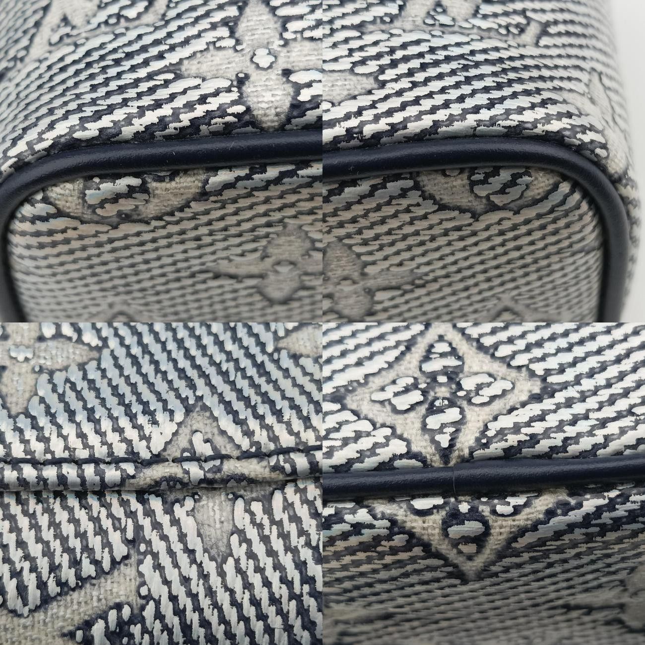  ルイヴィトンLouis Vuittonマイクロ バニティ グレー×ブルー モノグラム ジャカード デニム M 82467 ICチップ メッセンジャーバッグ ショルダーバッグ