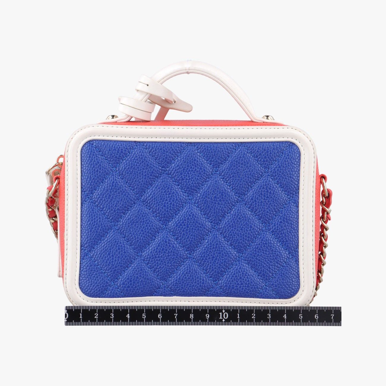 シャネルChanelCCフィリグリー バニティ ケース トップ ハンドル ブルー×レッド×ホワイト キャビアスキン A93342 27036458