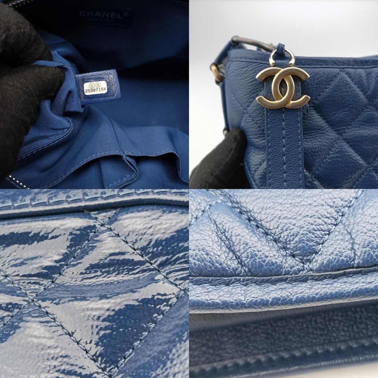  シャネルChanelガブリエル ブルー レザー A 93824 メッセンジャーバッグ ショルダーバッグ