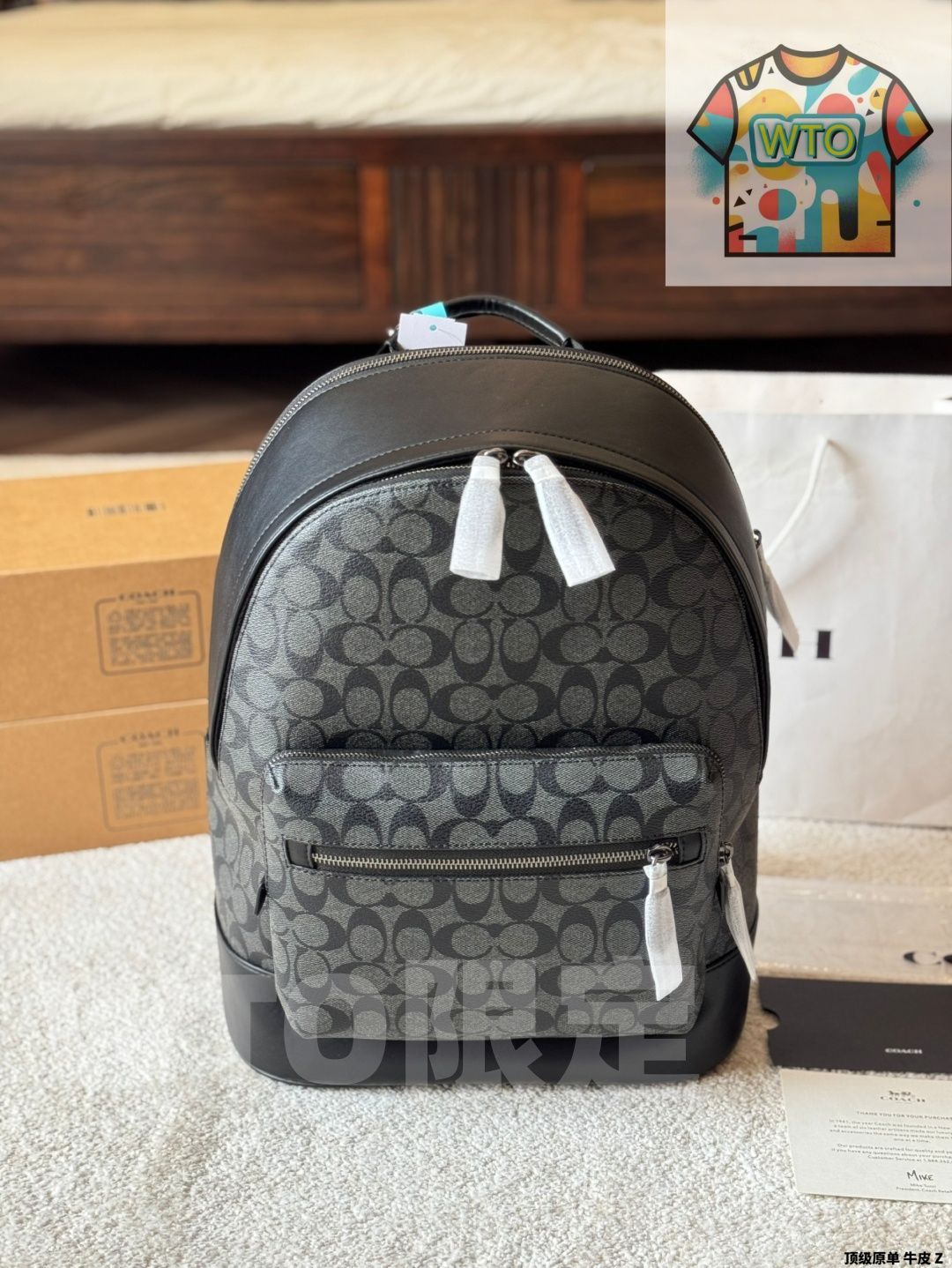 今日 Coach West 35 Black Monogram Patchwork Backpack - コーチ ウェスト 35 ブラックモノグラムパッチワークバックパック