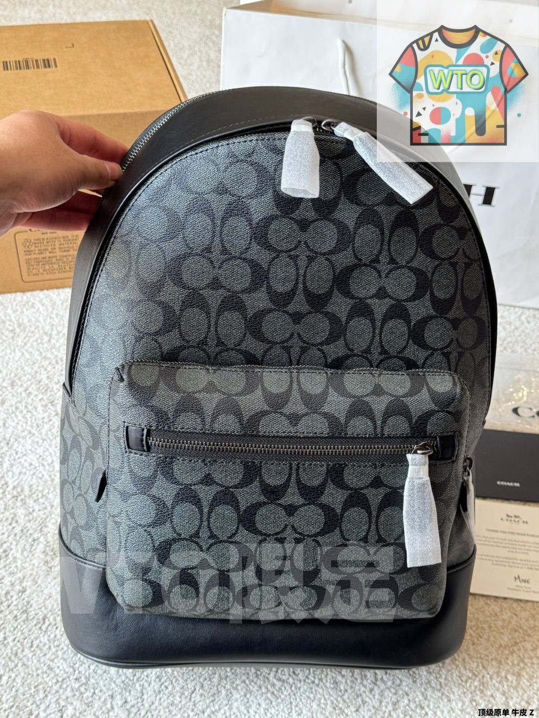 今日 Coach West 35 Black Monogram Patchwork Backpack - コーチ ウェスト 35 ブラックモノグラムパッチワークバックパック