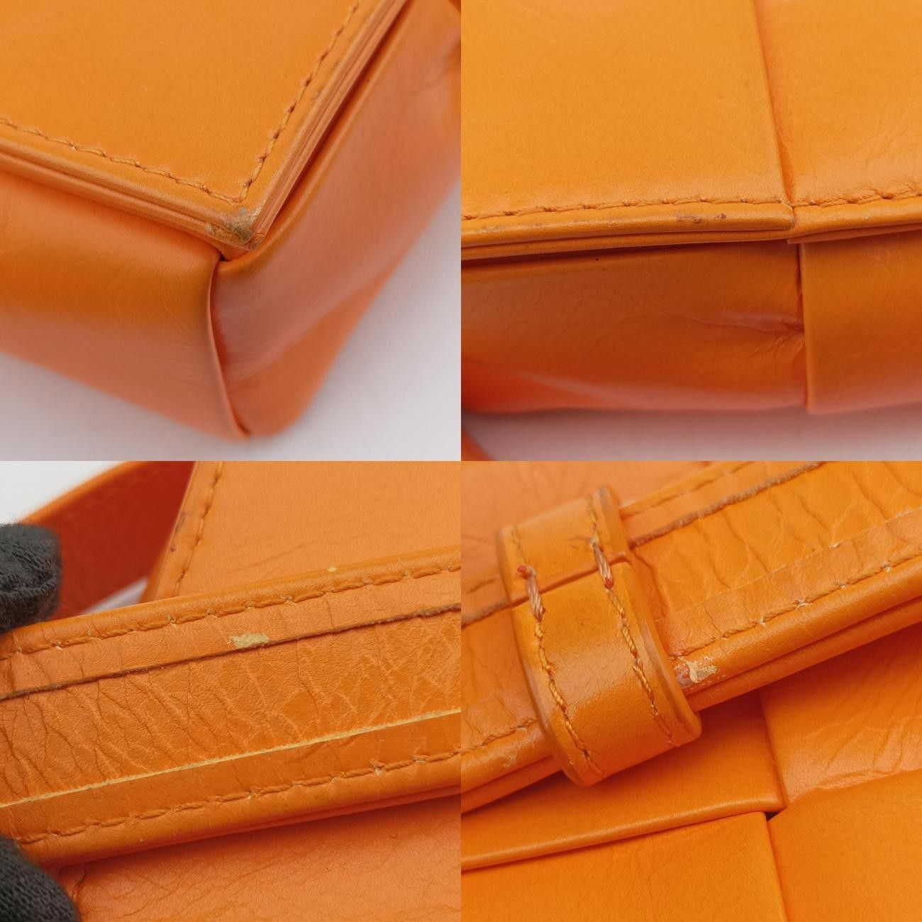  ボッテガヴェネタBottega Venetaキャンディ カセット オレンジ ラムスキン メッセンジャーバッグ ショルダーバッグ