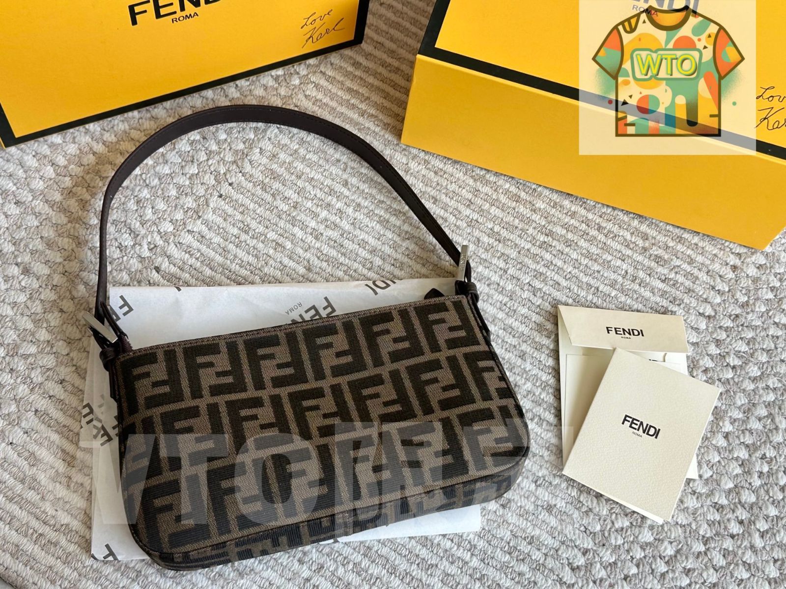 今日 Fendi Vintage Monogram Armpit Mahjong Bag - フェンディ ヴィンテージ モノグラム アンダーアーム 麻雀バッグ