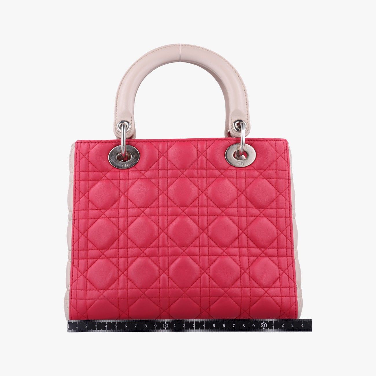 クリスチャンディオールChristian Diorレディ ディオール ローズ レッド×グレー ラムスキン 15-BO-1123