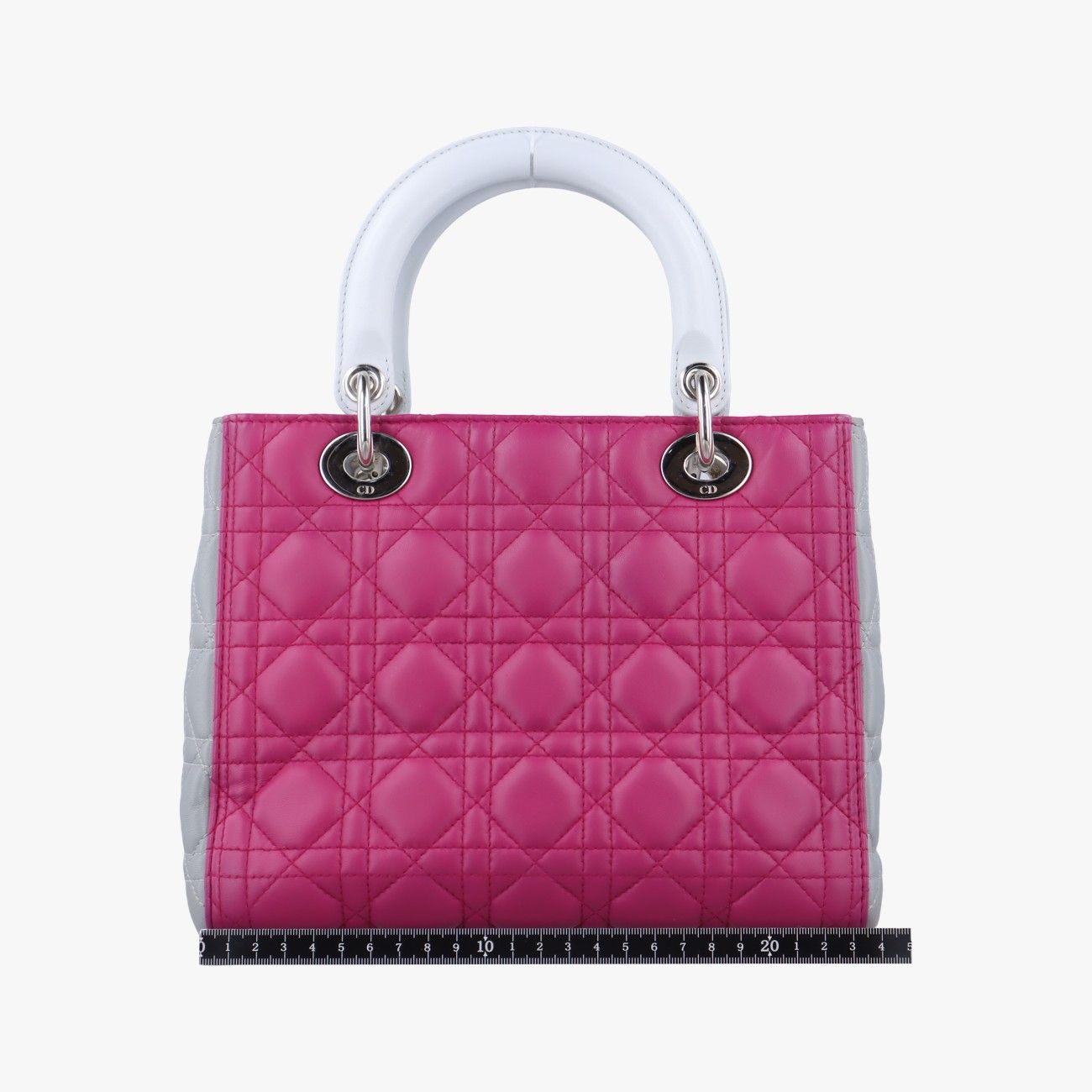 クリスチャンディオールChristian Diorレディディオール ローズ レッド×グレー ラムスキン 18-MA-0134