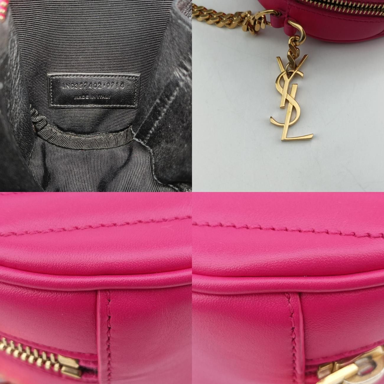  イヴサンローランYves Saint Laurentヴィニル Vステッチ ピンク レザー 357402 .0714 メッセンジャーバッグ ショルダーバッグ