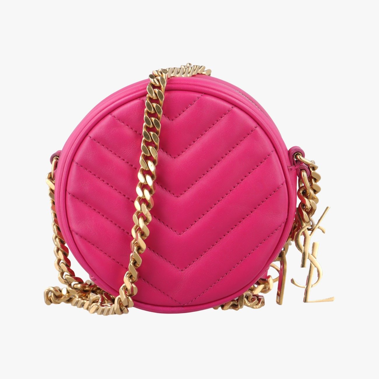 イヴサンローランYves Saint Laurentヴィニル Vステッチ ピンク レザー 357402 LND357402.0714