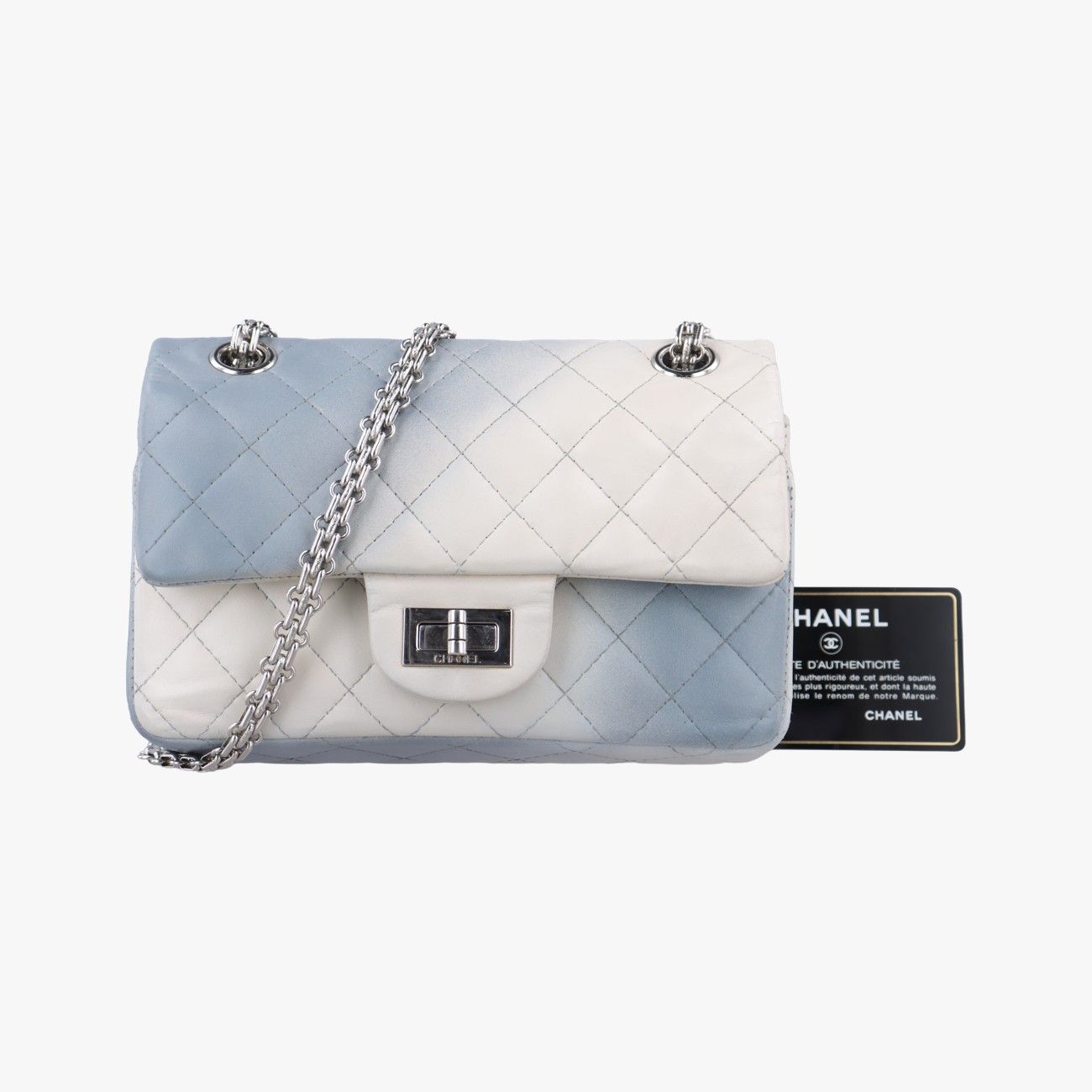 シャネルChanel2.55 リイシュー フラップ ブルー×ホワイトマルチ レザー A37584 17638014