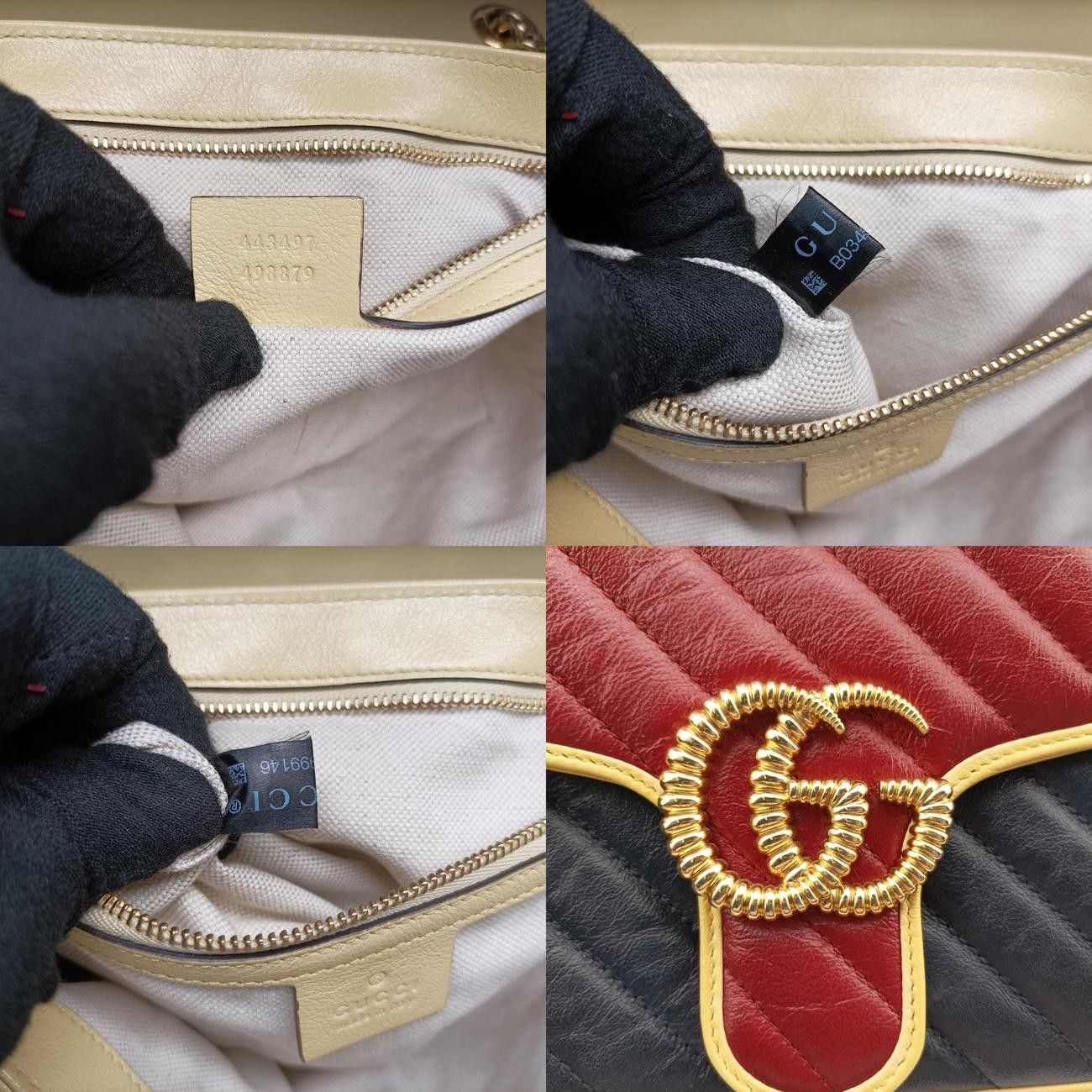 グッチGucciGGマーモント ネイビー×レッド×イエロー