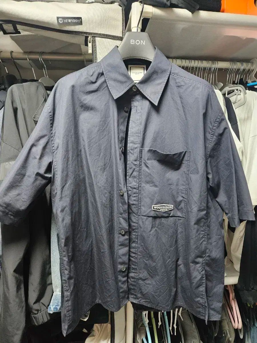 WOOYOUNGMI ウーヨンミ ネイビー 半袖 シャツ 48