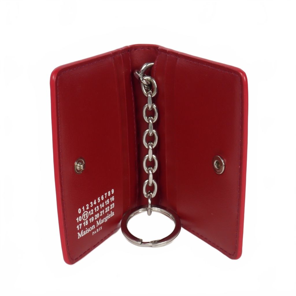  メゾンマルジェラ 11 Maison Margiela エナメル レザー カードケース キーリング 赤 レッド 名刺入れ 小物
