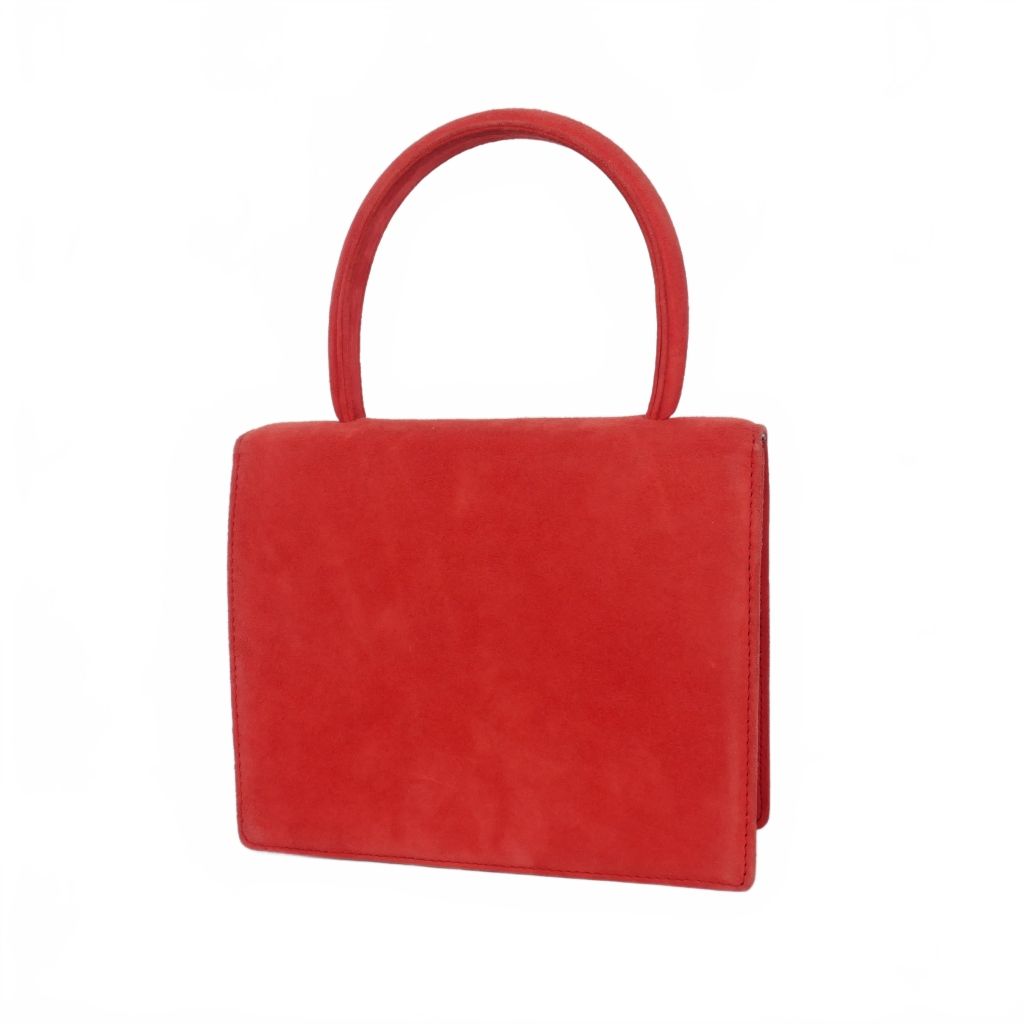 ロエベ LOEWE ヴィンテージ Barcelona handbag 2WAY ハンドバッグ ショルダー スエードレザー 赤 レッド