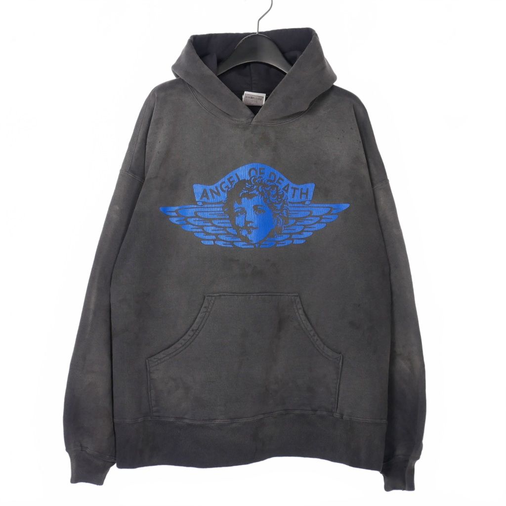 セントマイケル SAINTMICHAEL 25AW ANGEL HOODIE エンジェル フーディ プルオーバーパーカー XL 黒 ブラック SM-HR1-0000-052