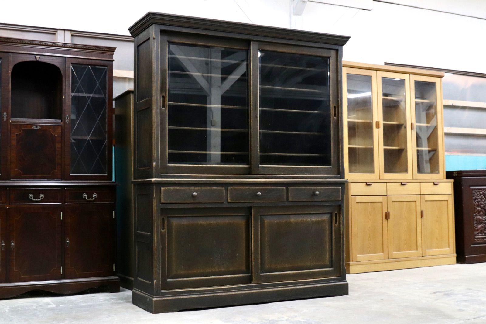 GMIK 579 飛騨産業 HIDA キツツキ プロヴィンシャル 食器棚 水屋棚 キッチンボード 最 楢無垢材 約90万