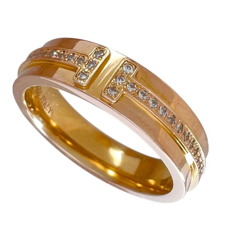 TIFFANY&Co. ティファニー リング ナロー TWO ダイヤ T 750 K18 RG ローズゴールド 8号 指輪