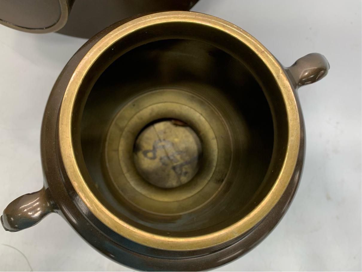 貴重 薄端 唐銅 本漆塗上物 花器 青銅 ブロンズ 唐銅 真鍮