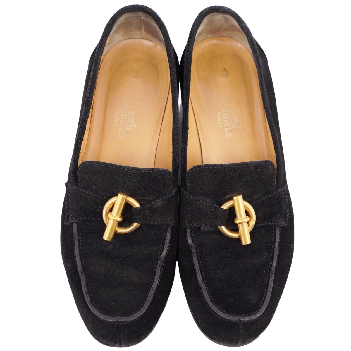 美品 エルメス HERMES ローファー モカシン シェーヌダンクル金具