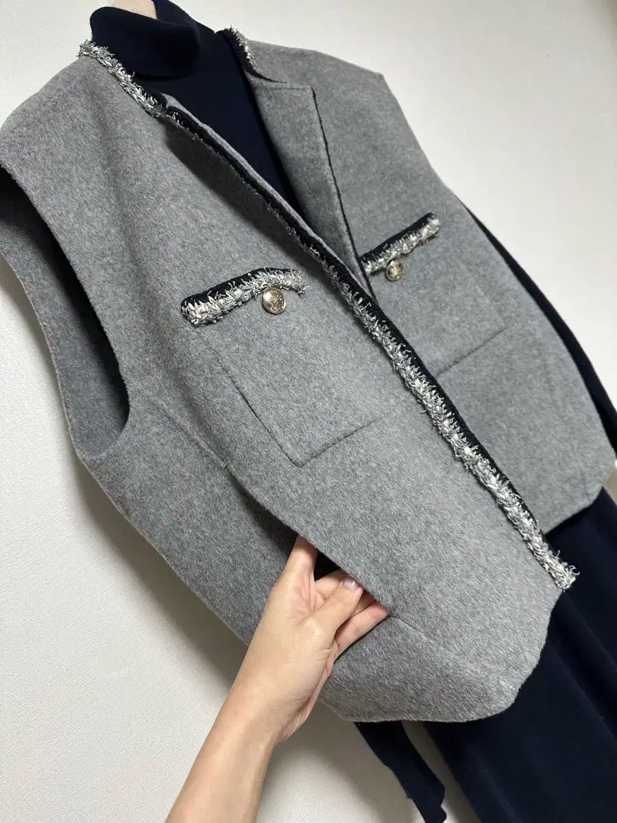 今日のファッション システム カシミア ブレンド オーバーサイズ ツイード ベスト お試しください！