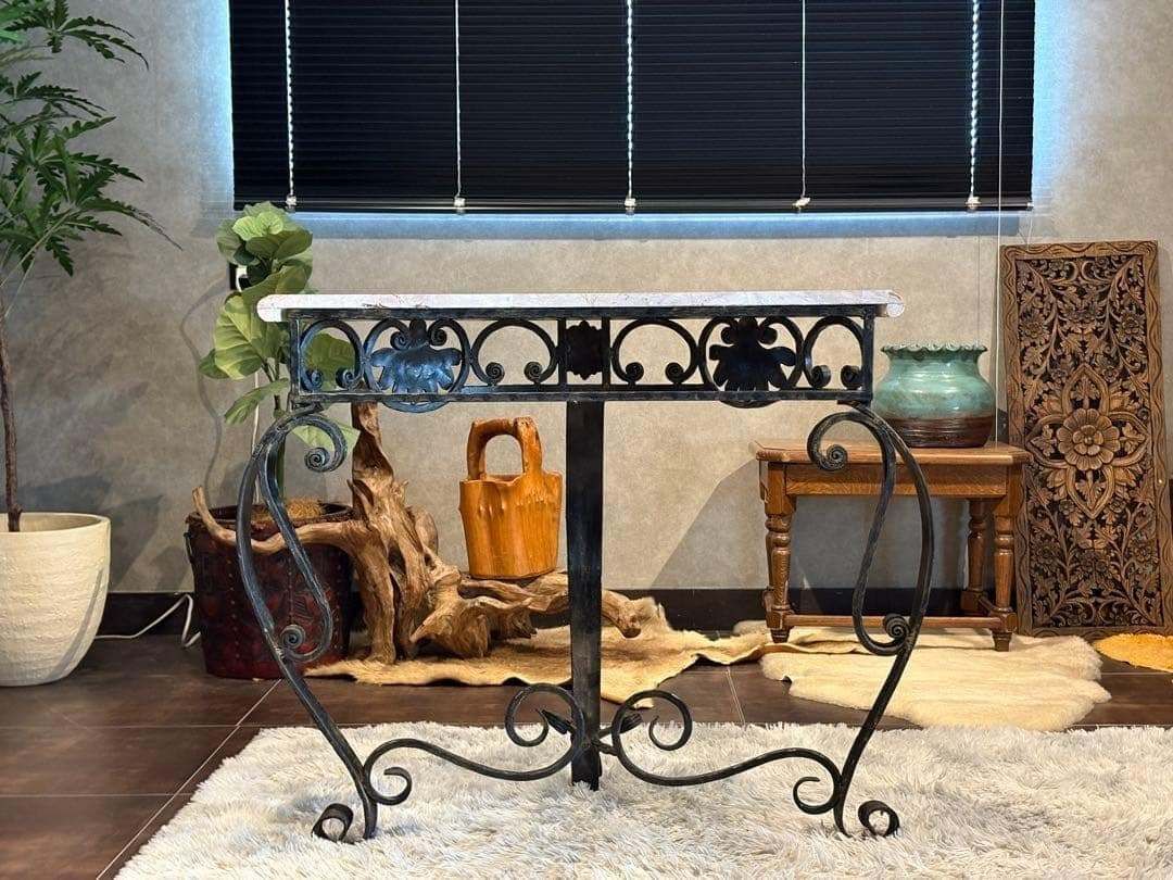 アンティーク サイドテーブル 大理石 アイアン コンソール ビンテージ