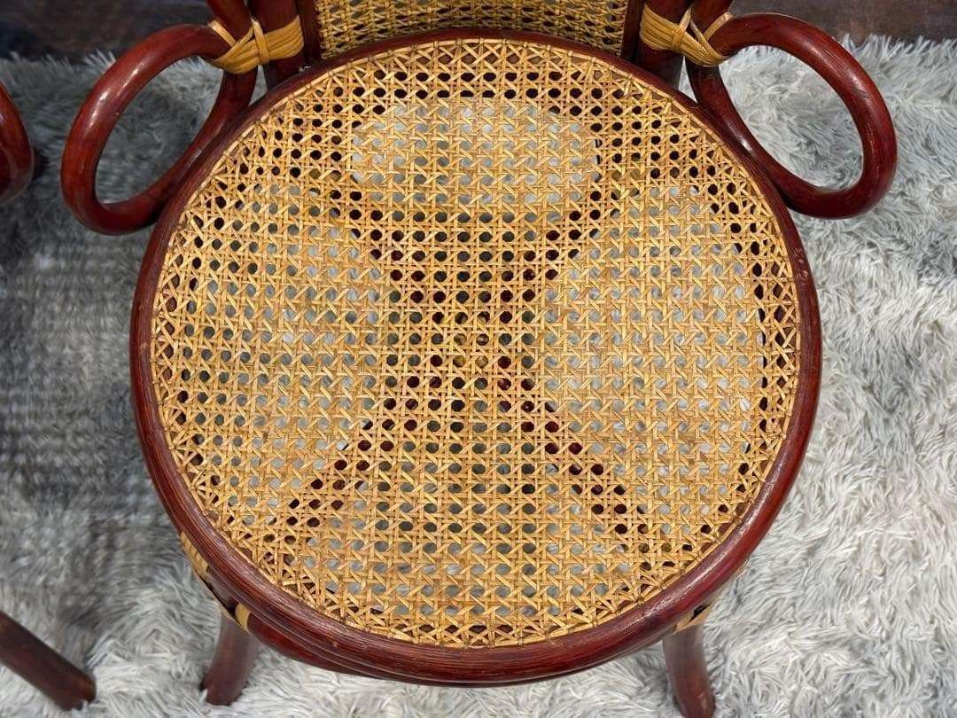 ヴィンテージ　ラタン　籐　ハイバックチェア　カゴメ編み　クラシック　2脚　RZ ヴィンテージ ラタン 籐 ハイバックチェア カゴメ編み クラシック 2脚