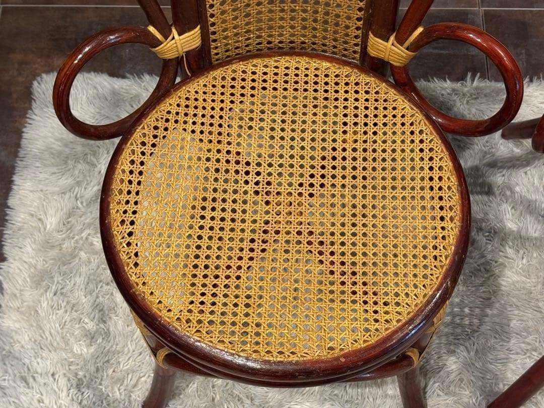 ヴィンテージ ラタン 籐 ハイバックチェア カゴメ編み クラシック 2脚