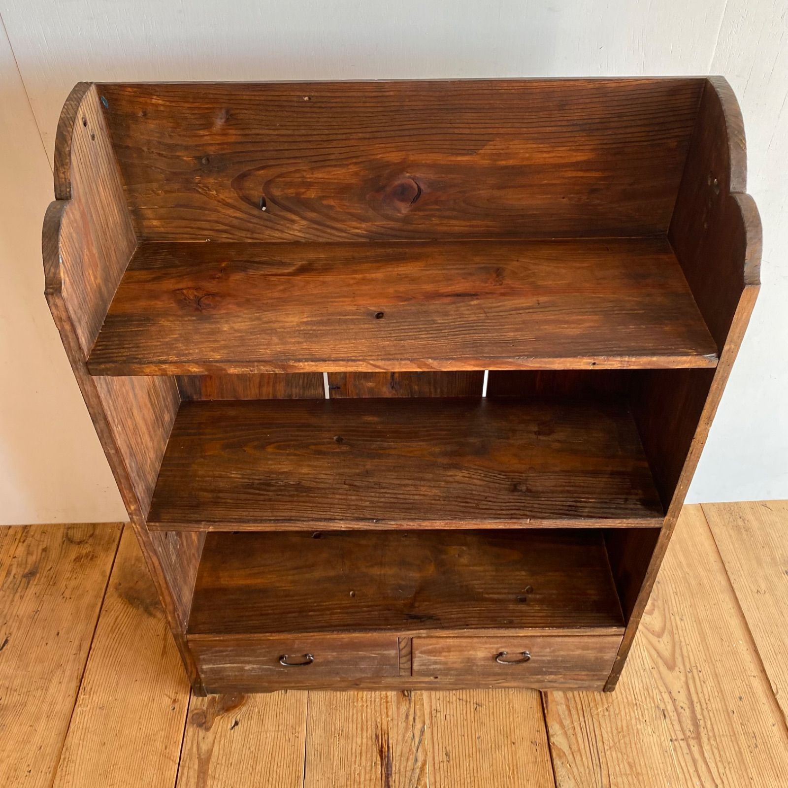 昭和レトロ　木製飾り棚　本棚 アンティーク　古家具 無垢古材 キューブボックス 日本製 棚 ラック 本棚 おしゃれ