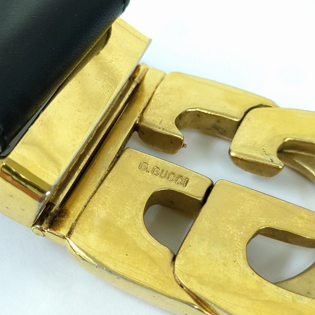 GUCCI ベルト レザー ブラック GGロゴ インターロッキング イタリア製