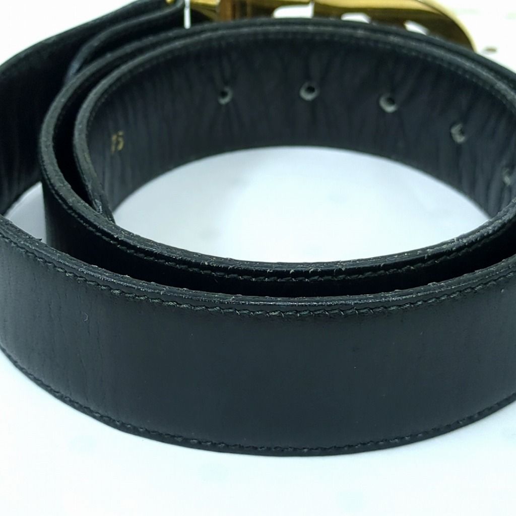 GUCCI ベルト　レザー　ブラック　GGロゴ　インターロッキング イタリア製 GUCCI ベルト レザー ブラック GGロゴ インターロッキング イタリア製