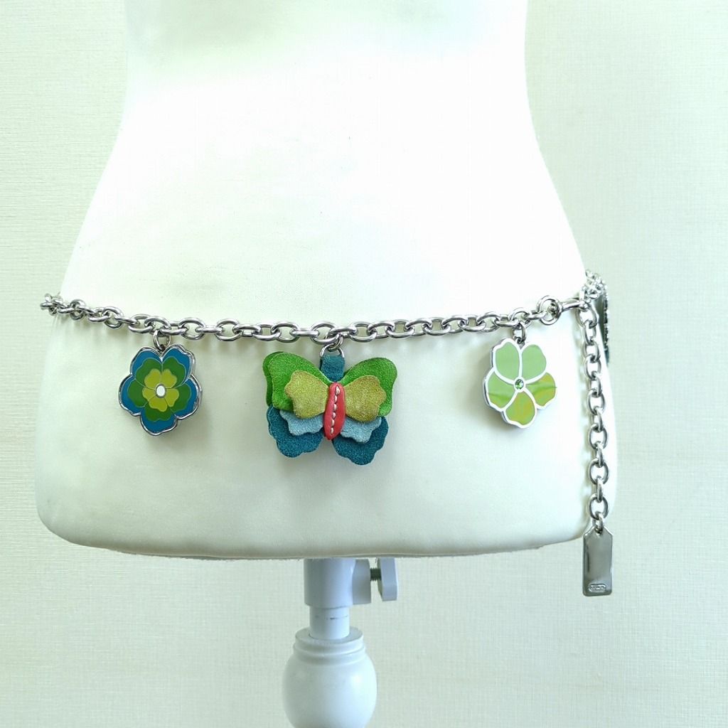 COACH コーチ チェーン ベルト フラワー バタフライモチーフ コーチ