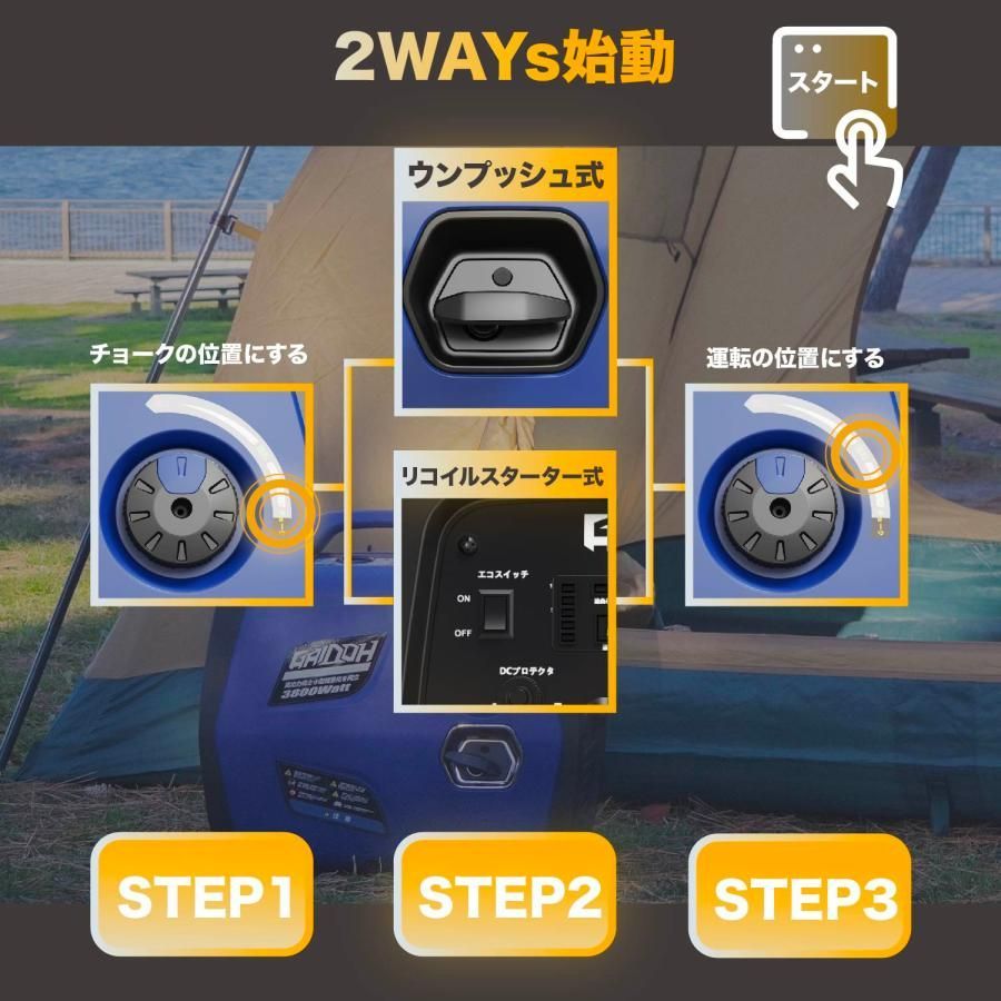 Gaidohインバーター発電機 最大出力3.8kVA ガソリン発電機インバーター セル式始動 低騒音 50Hz 60Hz切替 8L燃料タンク GH3800i並列使用 爆買 WWW_OPDRERGINERDOGAN_COM