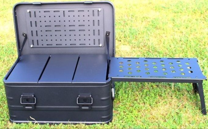 マットブラック スタッキング アルミコンテナボックス カスタムフルセット 30L スタッキングアルミコンテナテーブル アウトドア収納ボックス アルミコンテナ キャンプ収納箱 トランクカーゴ アウトドコンテナ ブラックボックス