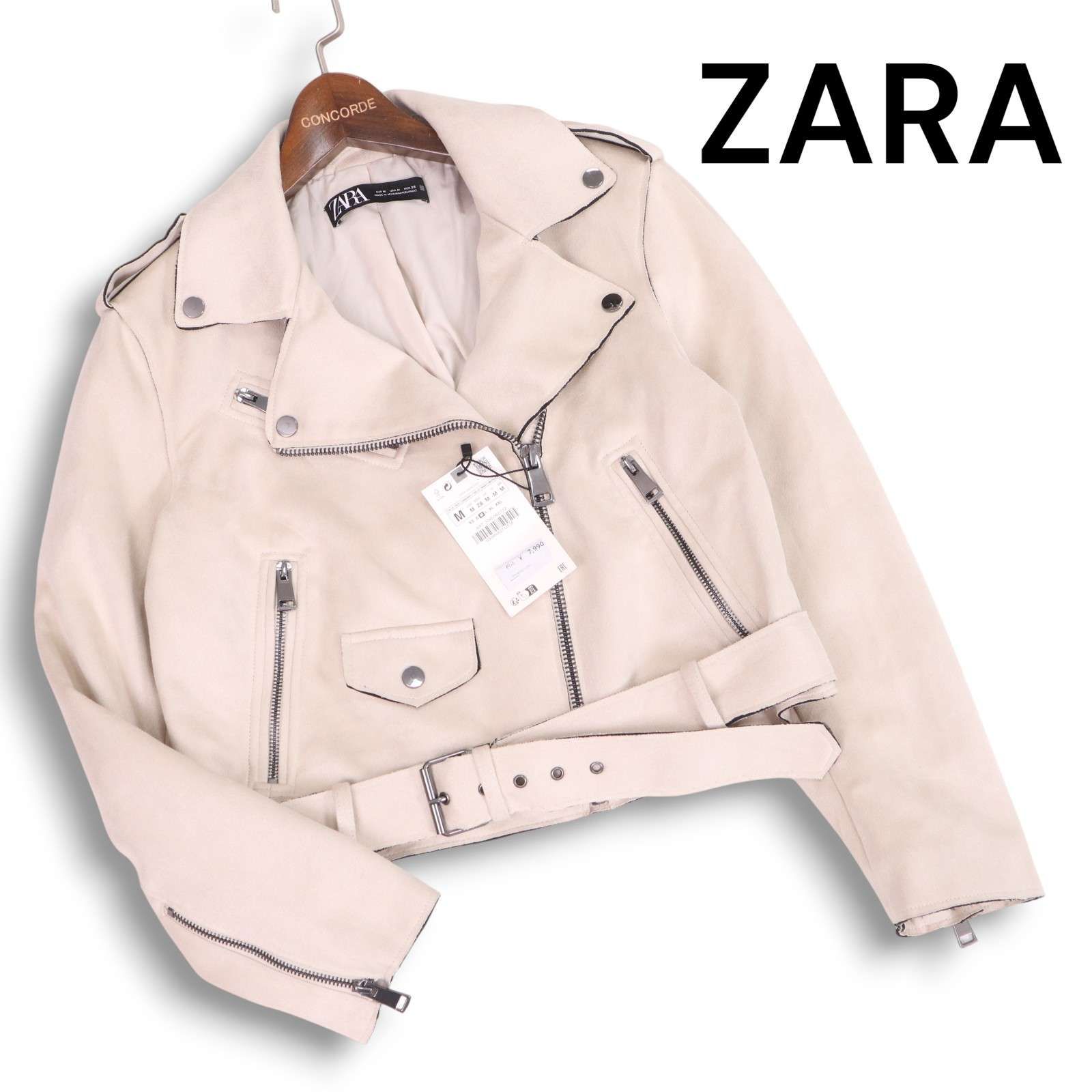 新品未使用タグ付き ZARA 本革 ザラ スウェードレザーライダースジャケットM 新品未使用タグ付き ZARA 本革 ザラ スウェードレザーライダース