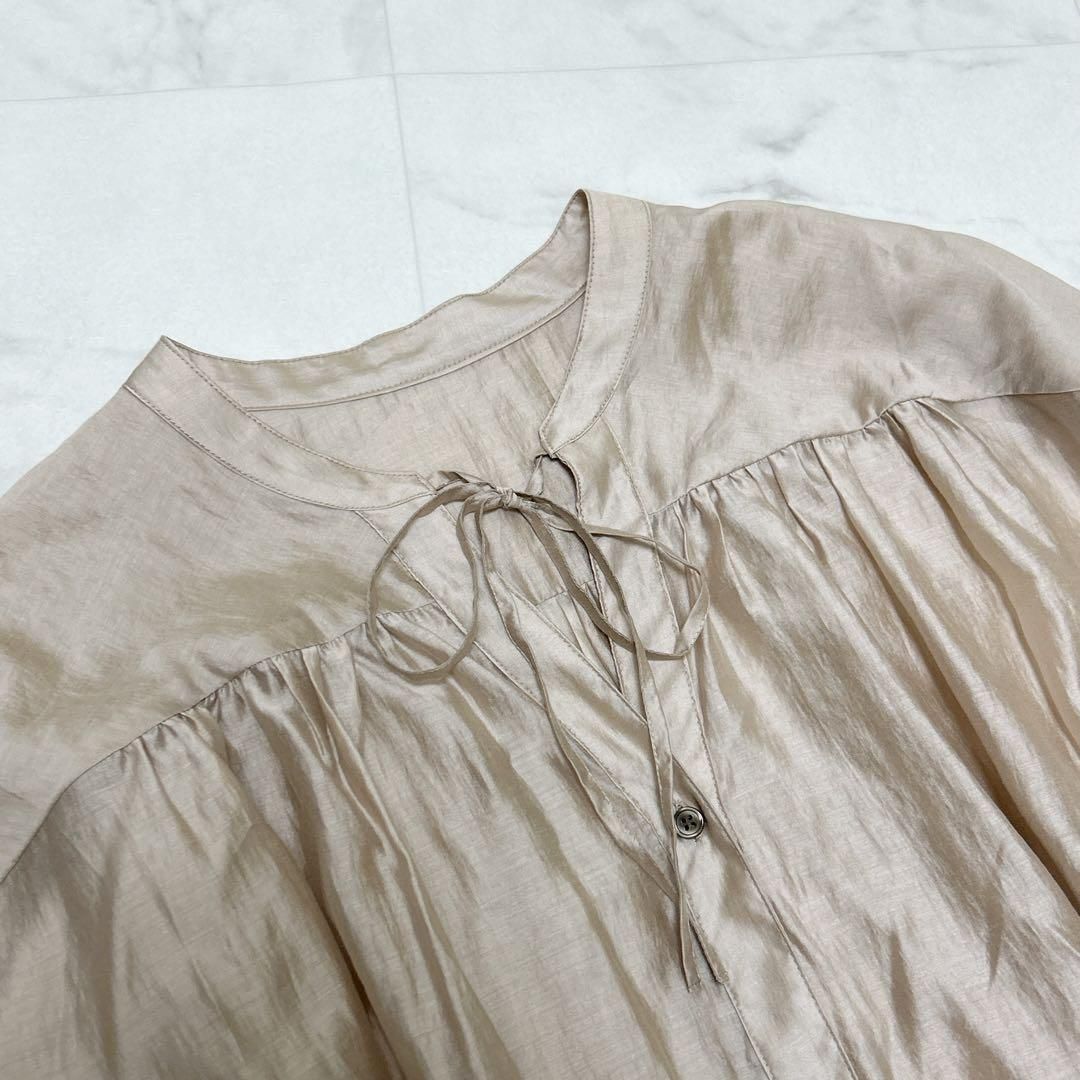  NOBLE 定価1.8万 ギャザーボリュームオーバーサイズシャツ 即 品 F 長袖 シャツ ブラウス