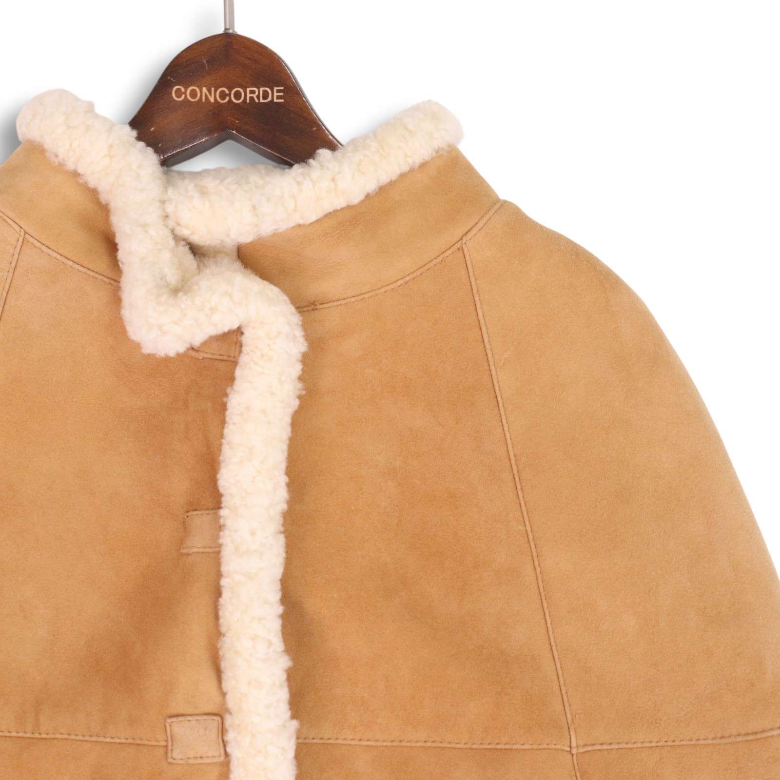 PLST プラステ 秋冬 羊革 リアル ムートン ケープ コート ポンチョ Sz.F レディース