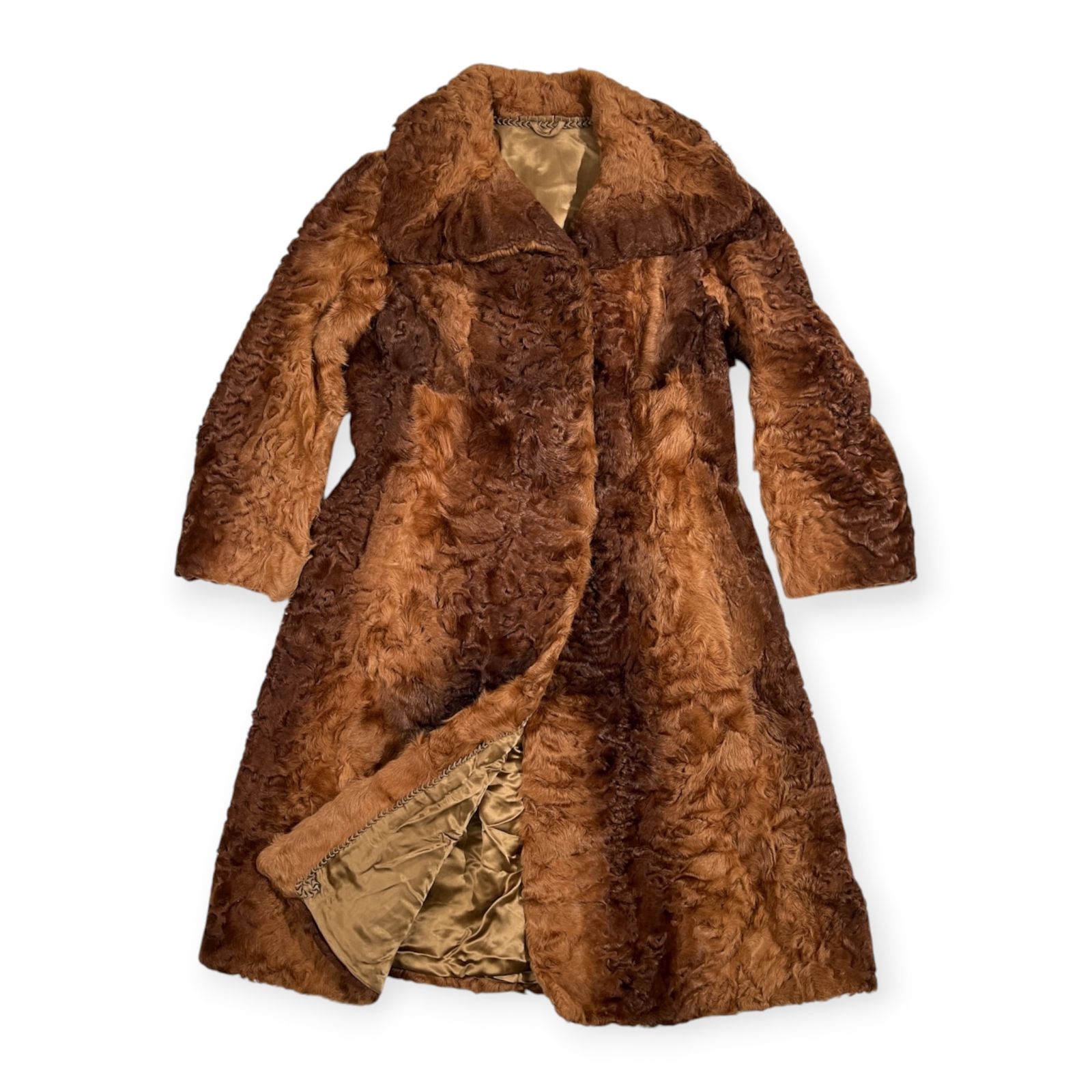着丈約100cm / Real Fur 本毛皮 リアルファー ロング コート /ブラウン 