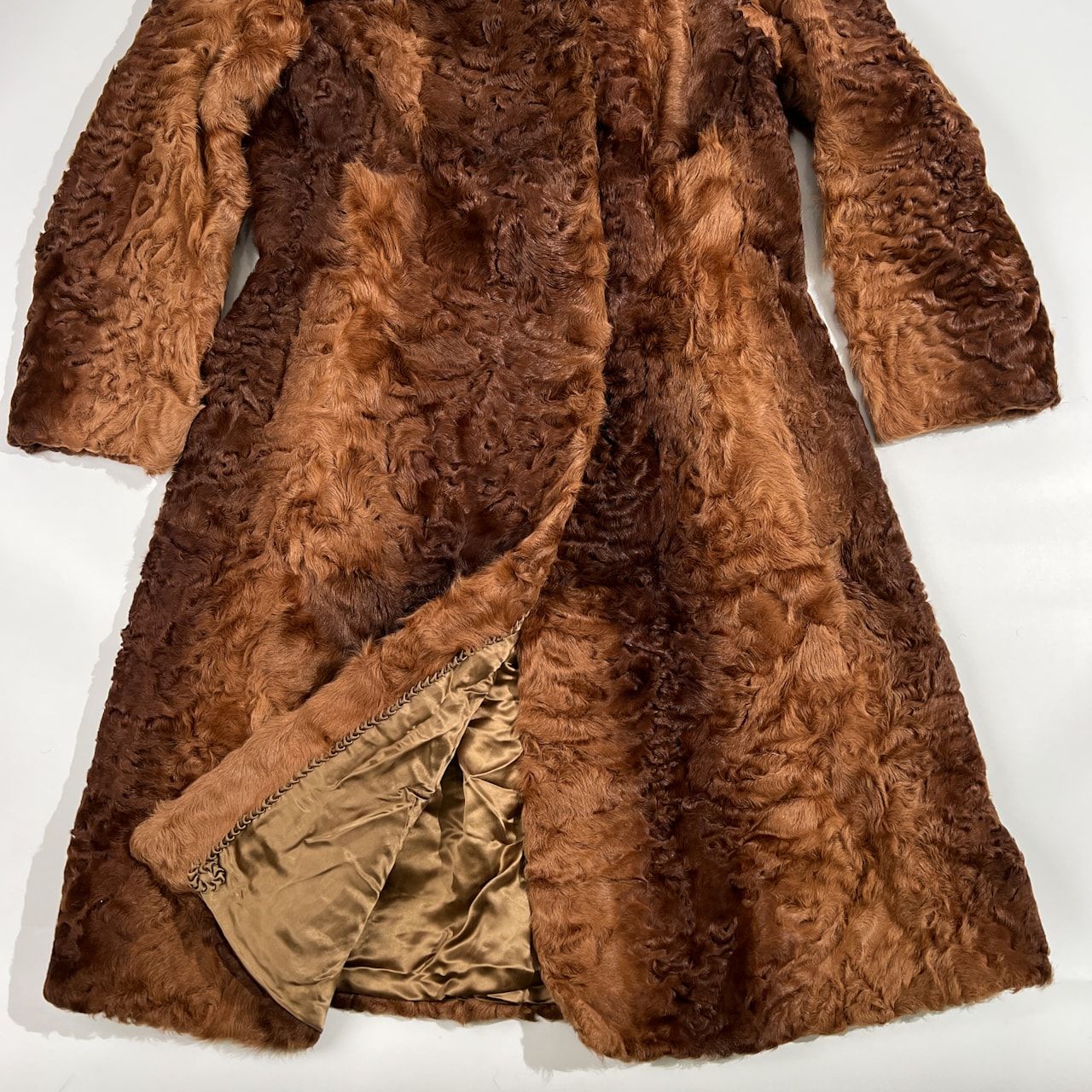 着丈約100cm / Real Fur 本毛皮 リアルファー ロング コート /ブラウン 