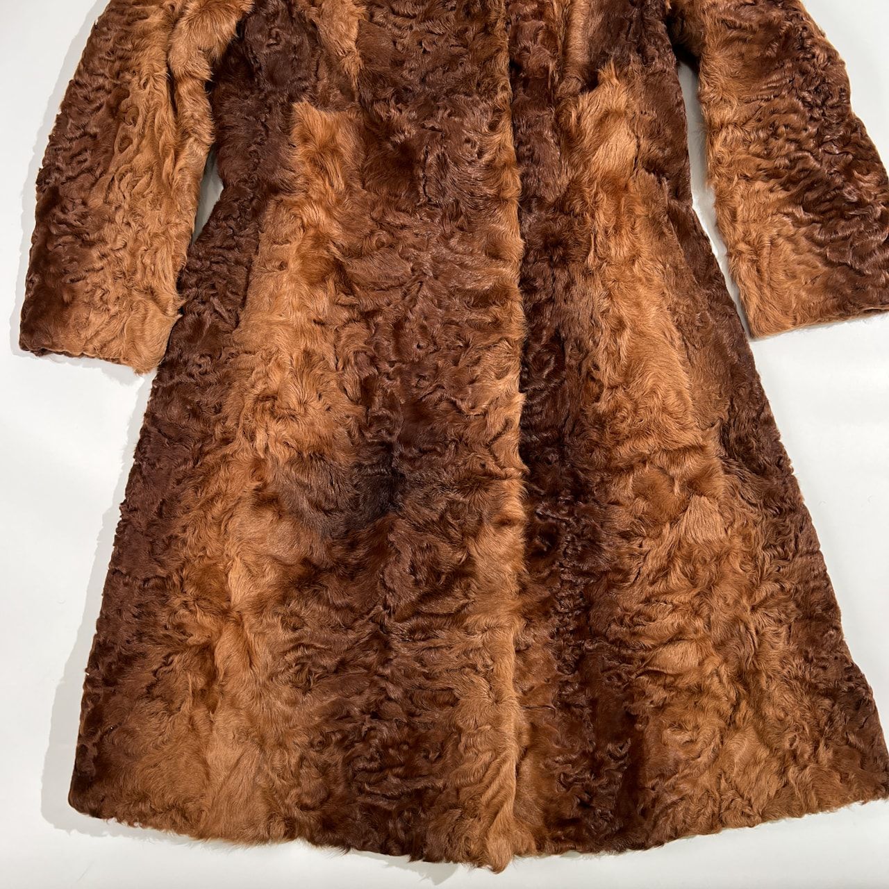 着丈約100cm / Real Fur 本毛皮 リアルファー ロング コート /ブラウン 