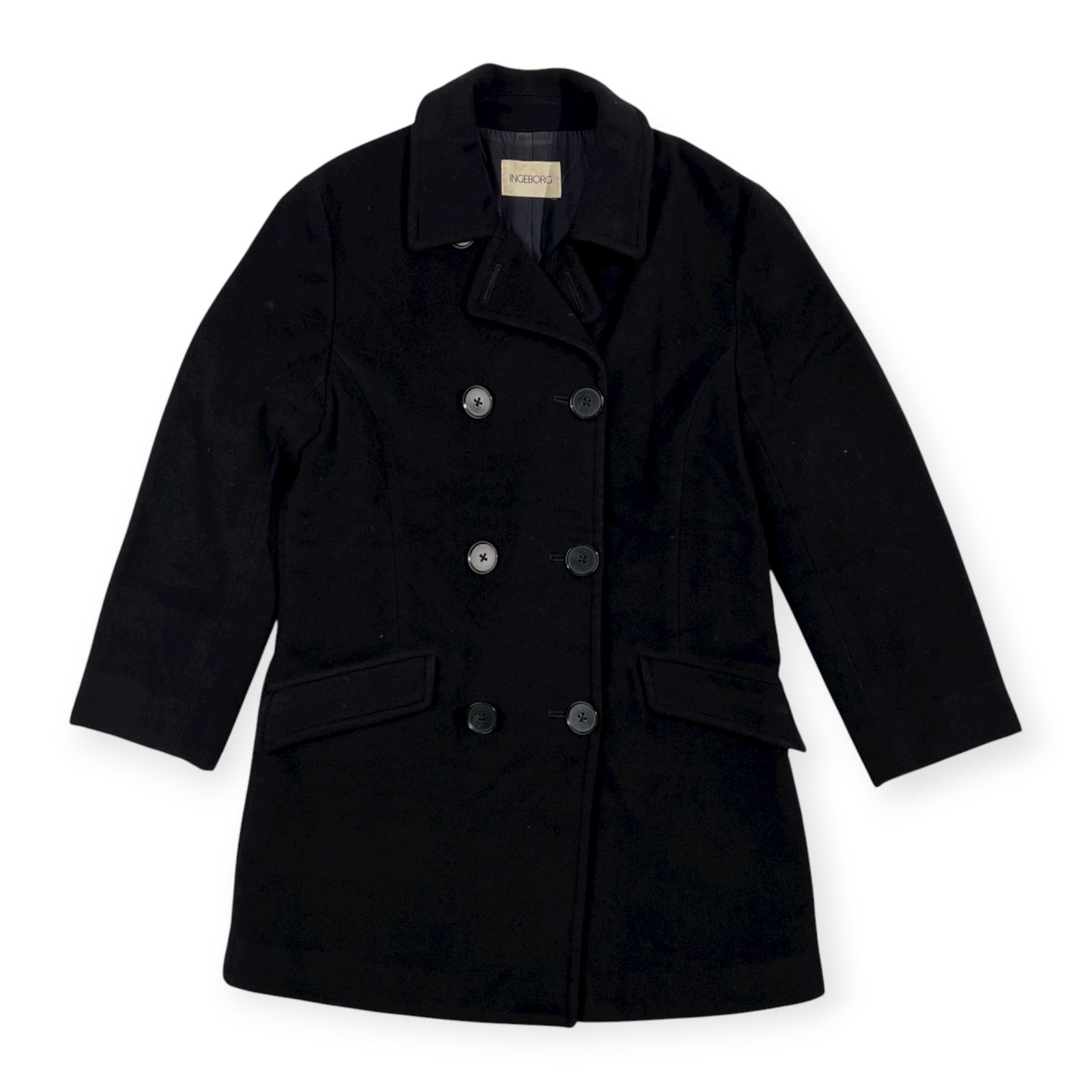 INGEBORG フード付きブラックロングコート INGEBORGロングコート