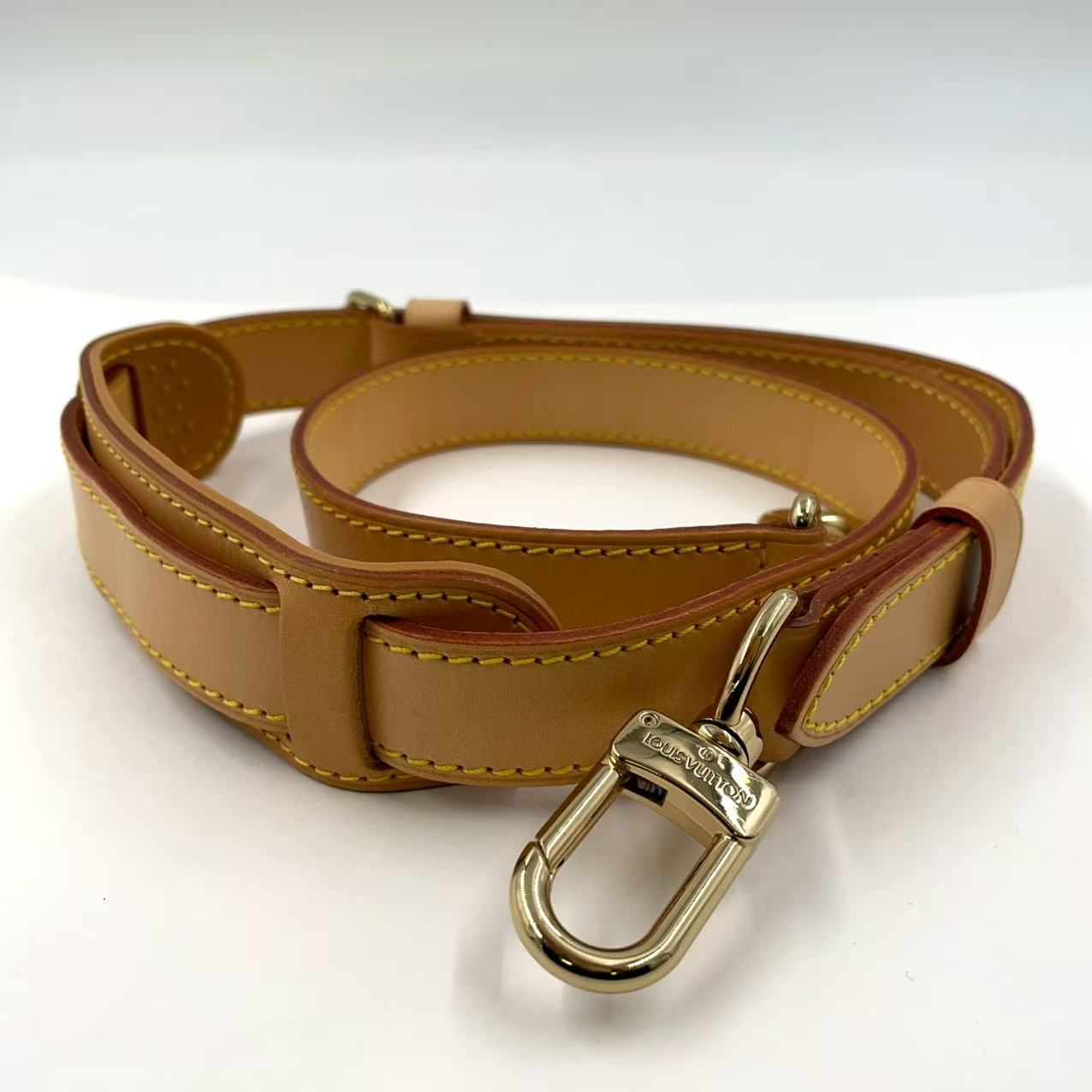 LOUIS VUITTON ショルダーストラップ レザー ベージュ ゴールド J00145