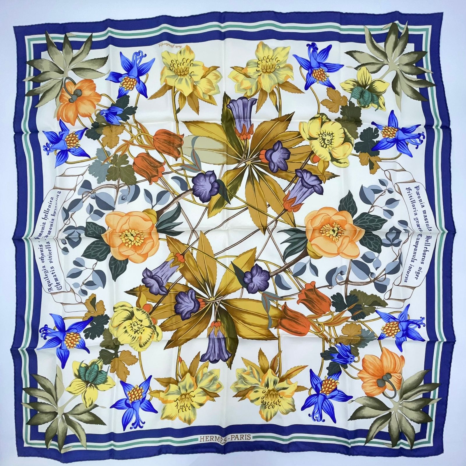 HERMES カレ90 ヘラスの花 シルク マルチ スカーフ