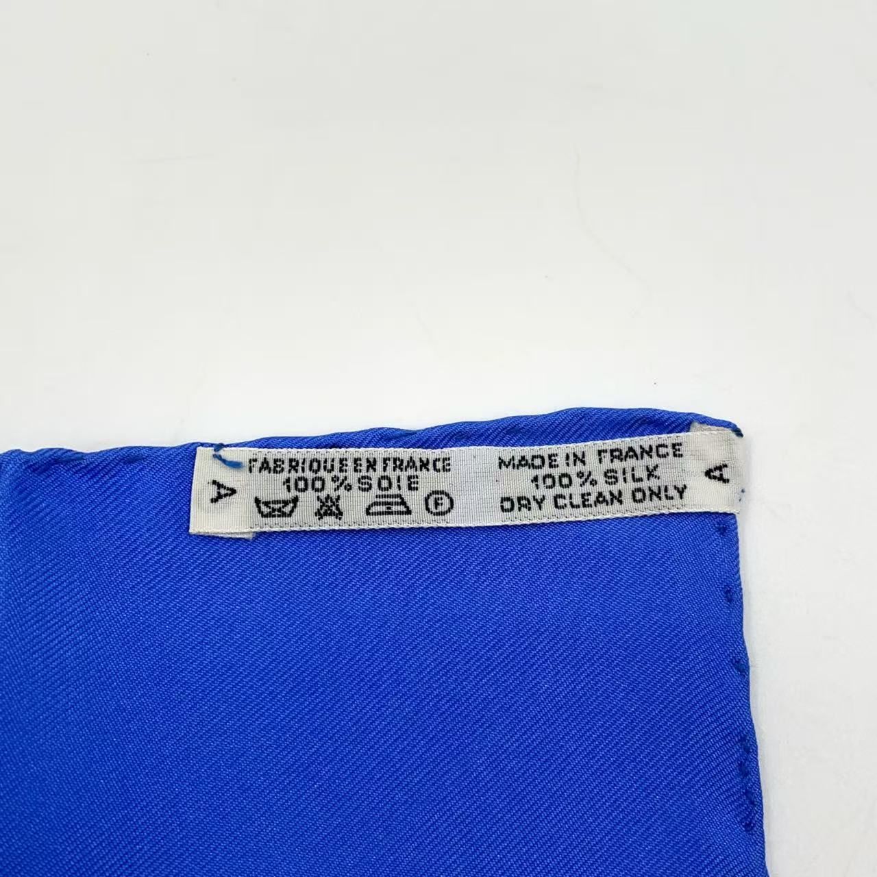 HERMES カレ90 LES RUBANS DU CHEVAL シルク ブルー スカーフ