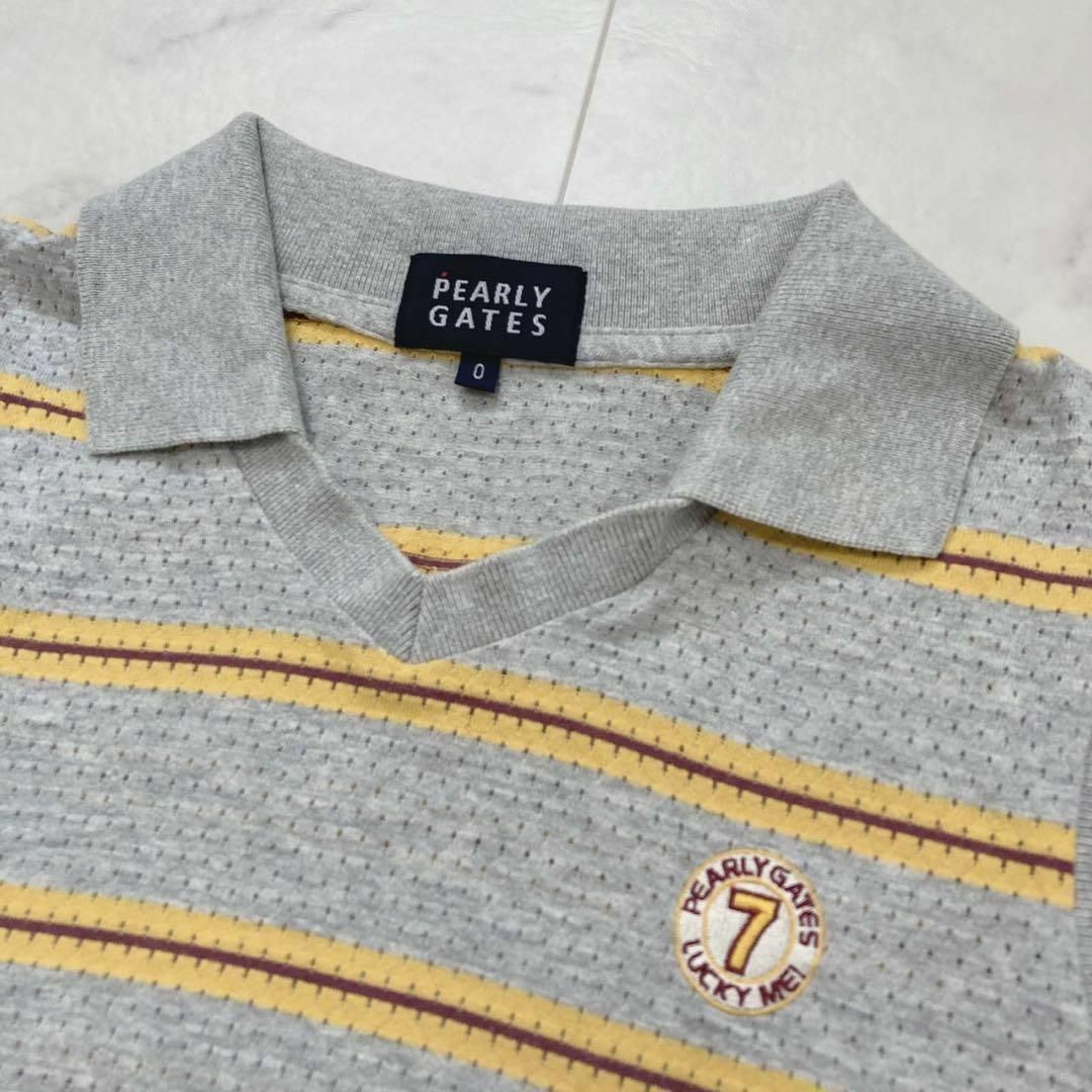 PEARLY GATES ノースリーブ ポロシャツ ボーダー 刺繍 ゴルフ 0 - メルカリ