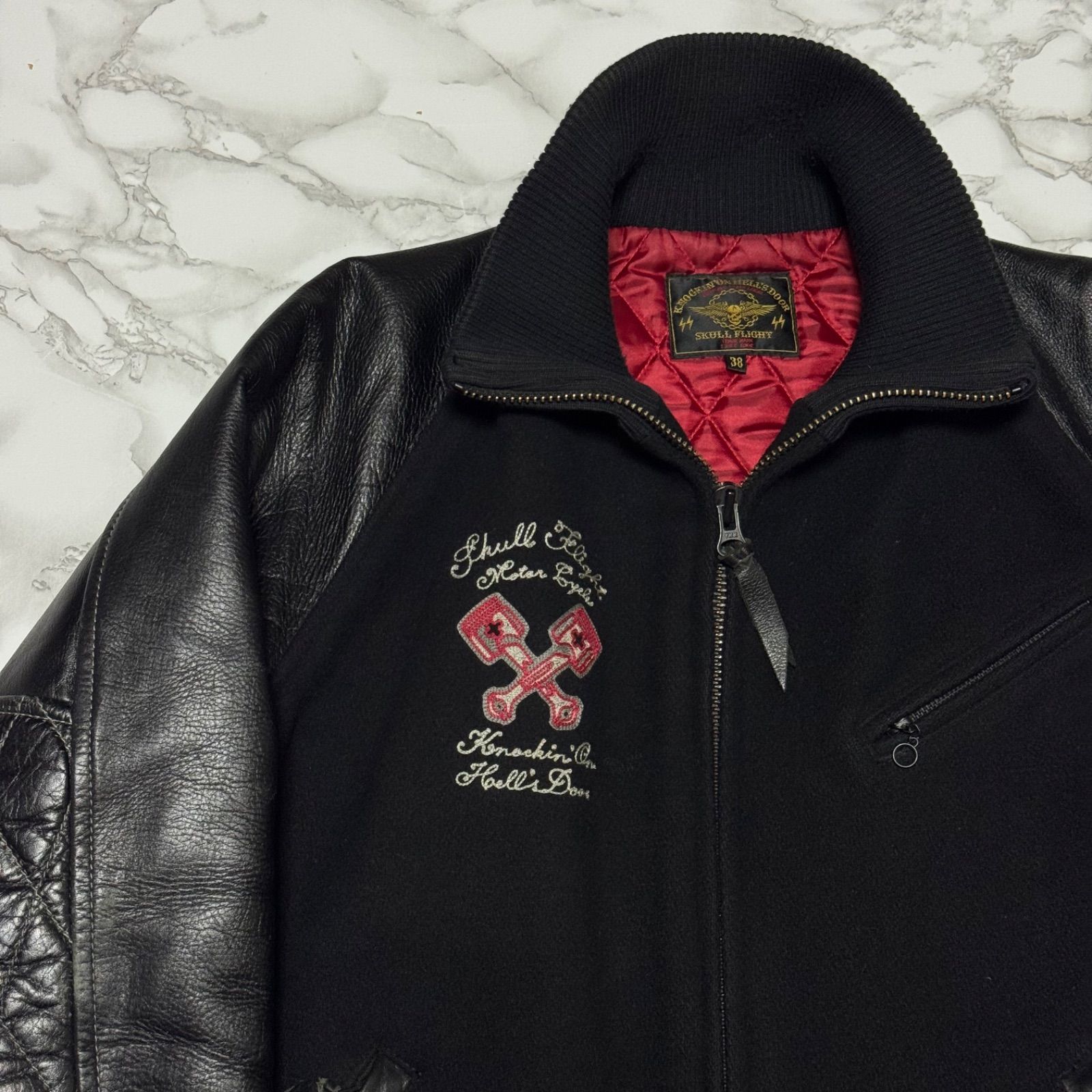 希少【SKULL FLIGHT スカルフライト 【商品名】ダブルピストン 刺繍