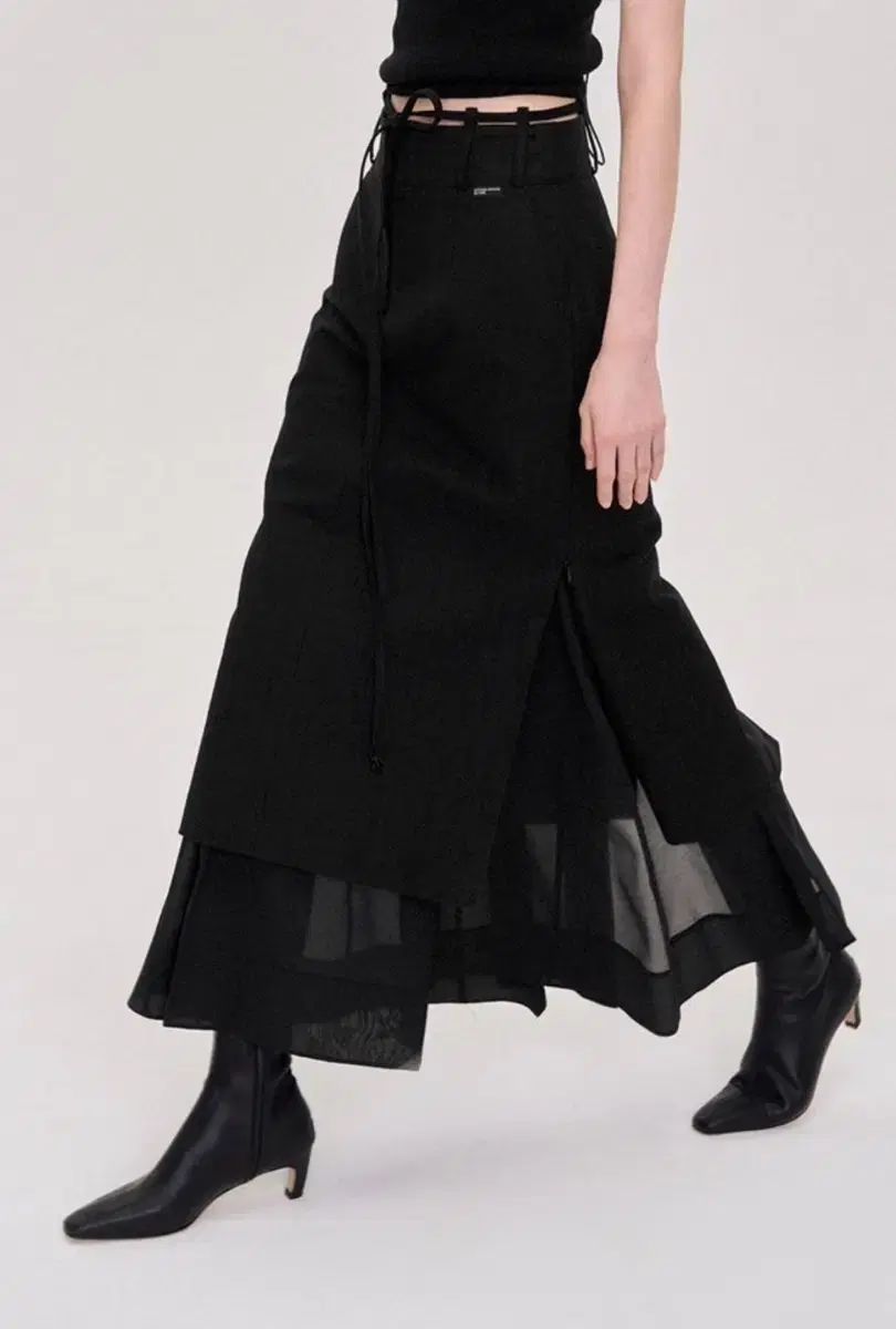 SYSTEM22 텍스쳐ブロック コットン マキシ スカート