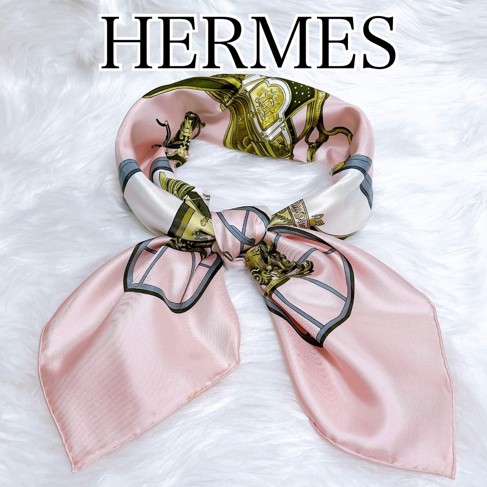 エルメス カレ90 スプリングス シルク ピンク マルチ スカーフ