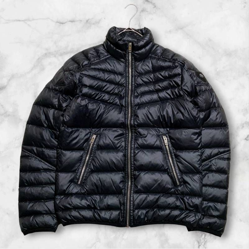 DIESEL ディーゼル 肉厚 ライダース　ダウンジャケット ロゴ　ワッペン DIESEL ディーゼル ライダースダウンジャケット ワッペン ジップ 黒